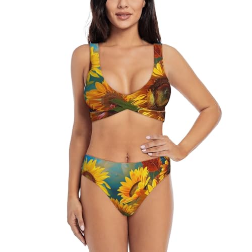 Maillot de bain deux pièces tournesol pour vos vacances d'été et soirées plage