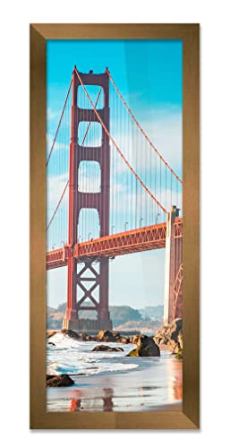 5X13 Frame Gold Bronze Picture Frame - Modern Photo Frame Includes Uv Acrylic Shatter Guard Front, Acid Free Foam Backing Board, Hanging Hardware Wood Wall Frames For Family Photos - No Mat #TOP1