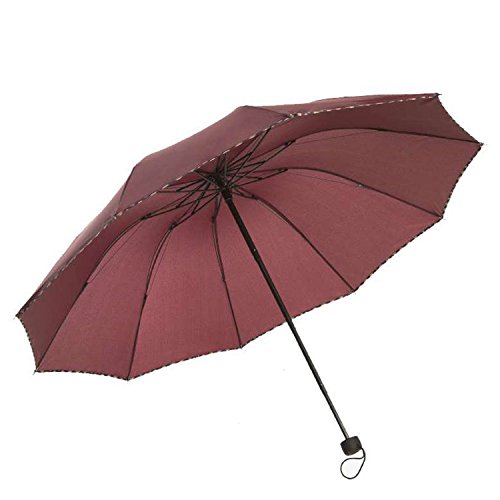 Image of KEKEMI 3 Fold Plain Pipine Umbrella for Men & Women
