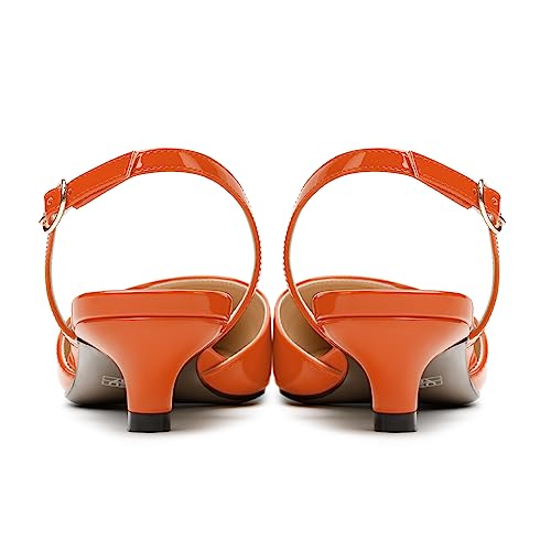 NUMALEO Womens Buckle Stylish Party Pointed Toe Backstrap Fashion Patent Kitten Low Heel Pumps Shoes 1.5 Inch4