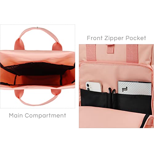 Kdwave Travel Backpack Pink For Women Men17 Inch Large Capacity Roll Top Carry-On Casual Everyday Daypack Eco Friendly Bag With Adjustable Padded Straps For Work Outdoors #TOP2