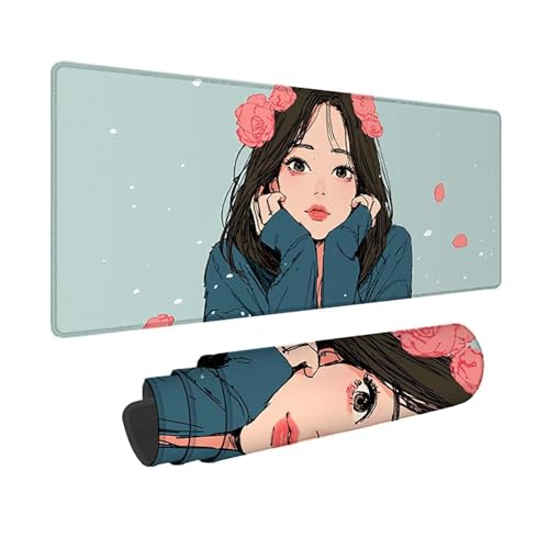Tapis souris rose géant 150x80 cm antidérapant mouse pad gamer et pc portable