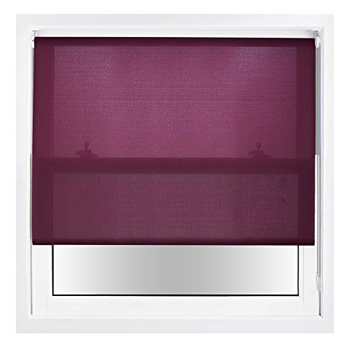 FURNISHED Daylight Roller Blinds with Metal Fittings, Trimmable - Aubergine, 140W x 210H cm