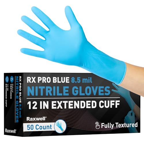 Raxwell Blue Nitrile Disposable Gloves (8.5mil)