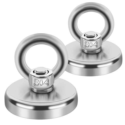 FPMYB 2 pezzi Magnete al Neodimio 45kg Forza 32 mm Diameter, Rotondo Magnete da Pesca Super Potente Con Golfaremagneti Forti Calamita Potenti Perfetta Per Industria e Scienz