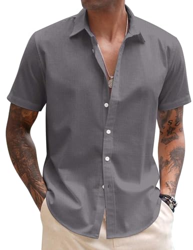 Chemise en lin homme manche courte XXL ample contre la transpiration