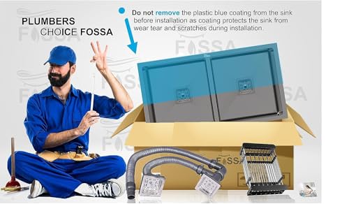 Image of Fossa 45x20x10 Inch 𝟓-𝐘𝐄𝐀𝐑 𝐖𝐀𝐑𝐑𝐀𝐍𝐓𝐘 Double Bowl Kitchen Sink | Premium Stainless Steel Sink with Waste Coupling, PVC Waste Pipe & Fruit Basket | Modern Kitchens Black(Matte finish)