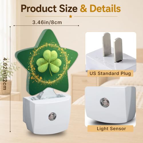 Image of Clover Plug in Star Night Light, Night Light with Sensor for Kids Nursery Bedroom, Decorative Soft Glow Lamp for Hallway Bathroom, Energy Saving