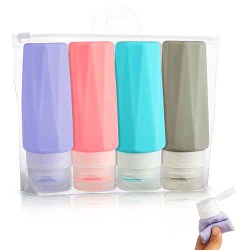 Elalove Kit Voyage Avion, 4 Flacons de Voyage Silicone...