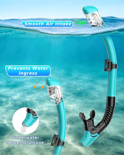 Set de máscara de snorkel para adultos con tubo seco y lentes de vidrio templado miniatura 5