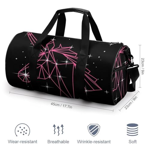 Sac de sport licorne géométrique 45x23cm pour gym et voyage