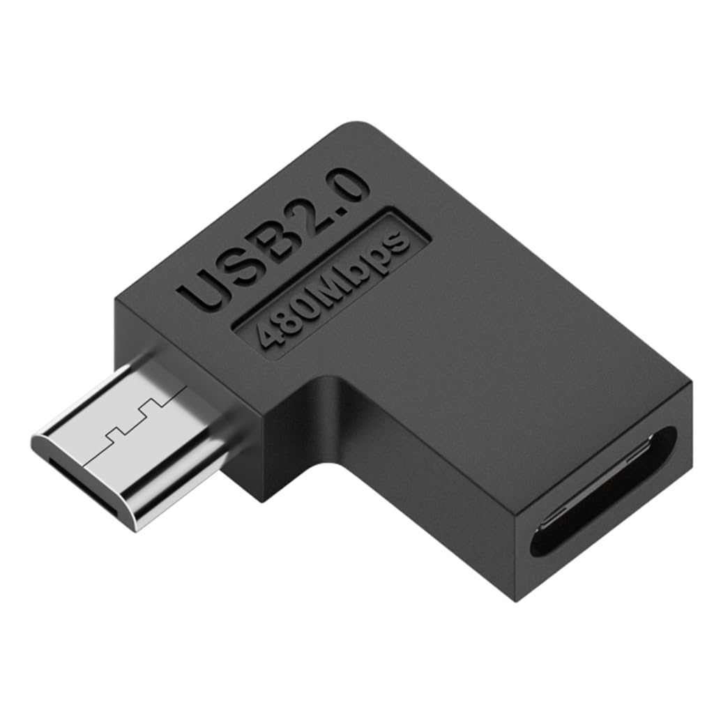 Tsophreniq USB to USB C Adapter 90 Degree USB to Type C Data Transfer Convert Connector for Smartphone Car