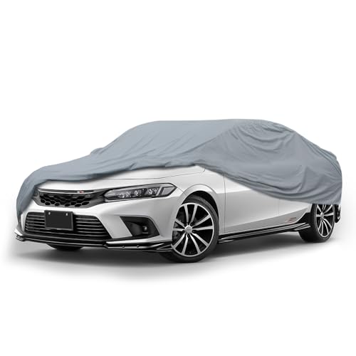 Motor Trend 4-Series Lightweight Car Cover, Fits 2011-2025 Honda Civic Type R Sport Hybrid SI LX EX, Breathable Anti-Moisture Water-Resistant Scratch-Resistant, All-Weather Outdoor & Indoor Use