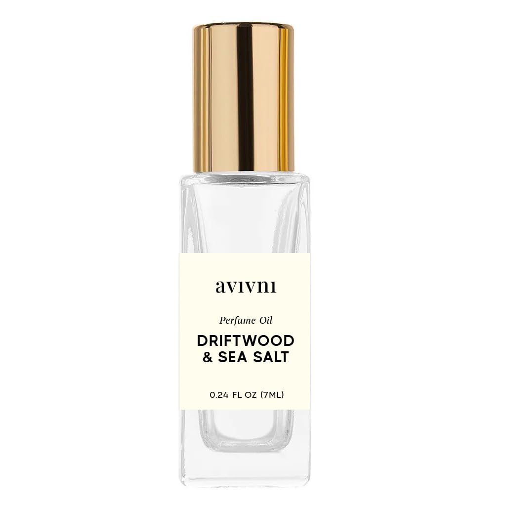 Avivni Driftwood & Sea Salt Perfume- Luxury Fragrance Oil RollOn, Unisex Layering Scent, Clean Ingredients (7ml), Wood Sage, Moss, Sea Salt, Fresh Citrus, Ambrette a Fresh, Uplifting, Unique Scent