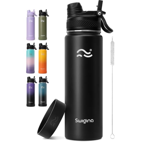 Swigina Botella de Agua Aislada con Funda de Silicona (Mantiene 36hrs Fría) Libre de BPA, 24 oz