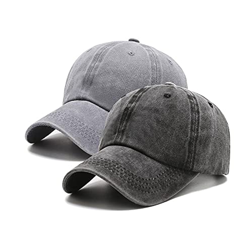Image of PFFY 2 Packs Vintage Washed Distressed Baseball Cap Golf Dad Hat for Men Women