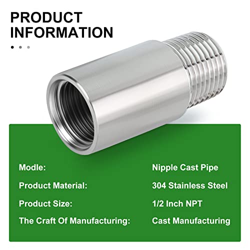 Taisher FC-487 2Pcs Stainless Steel Pipe Fittings, 1/2 Inch Npt Male X 1/2 Inch Npt Female Threaded thumb #4