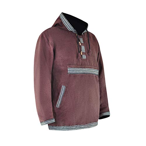 Virblatt - Baja Hoodie | 100% Cotton | Mexican Poncho Drug Rug Hoodie Men Hippie Hoodie Men Aztec Hoodie Sweater - Sphärenhaft L Brown #TOP3
