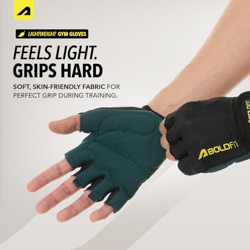 Image of Boldfit Gym Gloves for Men Workout Unisex Cushion Hand Gloves for Gym for Men for Cycling, Weightlifting, Workout Comfortable Fit Bike Riding, Cycling Handgloves