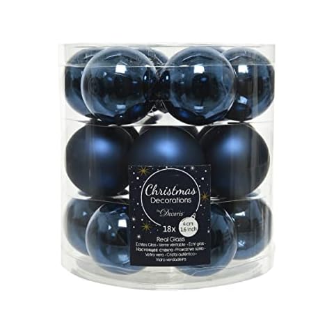 Decoris 18 Weihnachtskugeln 4cm Glas Christbaumkugeln Weihnachtsbaumkugeln dunkelblau Cover