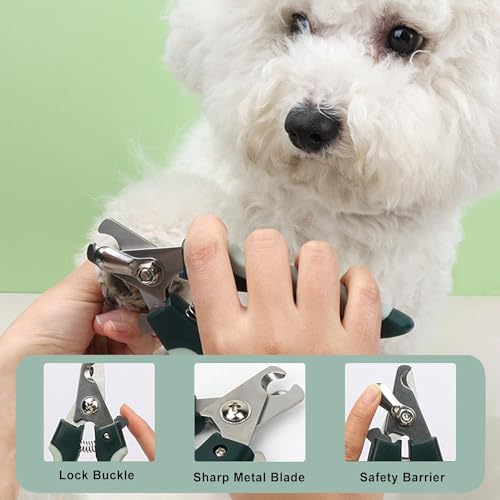 Image of Pet Nail Clippers Trimmer and Grooming Kit, 8 Pieces Pet Grooming Kit - Dematting Comb,Slicker Brush,dog nail trimmer,collapsible bowl and dog toothbrush for Removing Knots and Hair for Dog,Cat