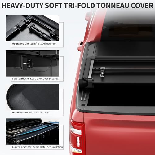 Image of OEDRO Upgraded Soft Tri-fold Truck Bed Tonneau Cover On Top Compatible with 2009-2014 Ford F150 F-150 with 5.5ft Bed