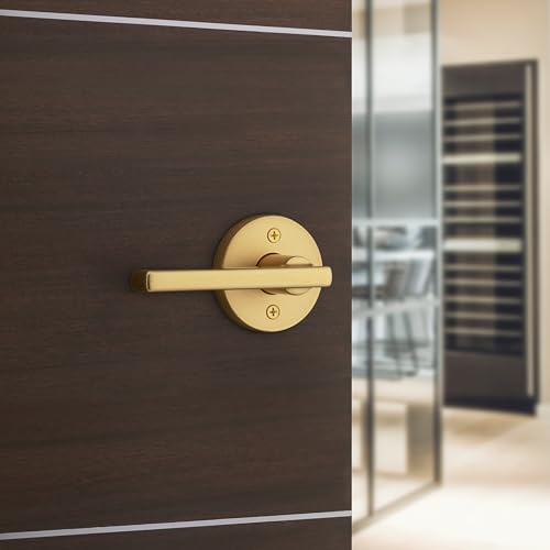 Kwikset Halifax Interior Passage Door Handle, Lever for Closet and Hallway Doors, Reversible Non-Locking Handle Lever, Satin Brass - image 5
