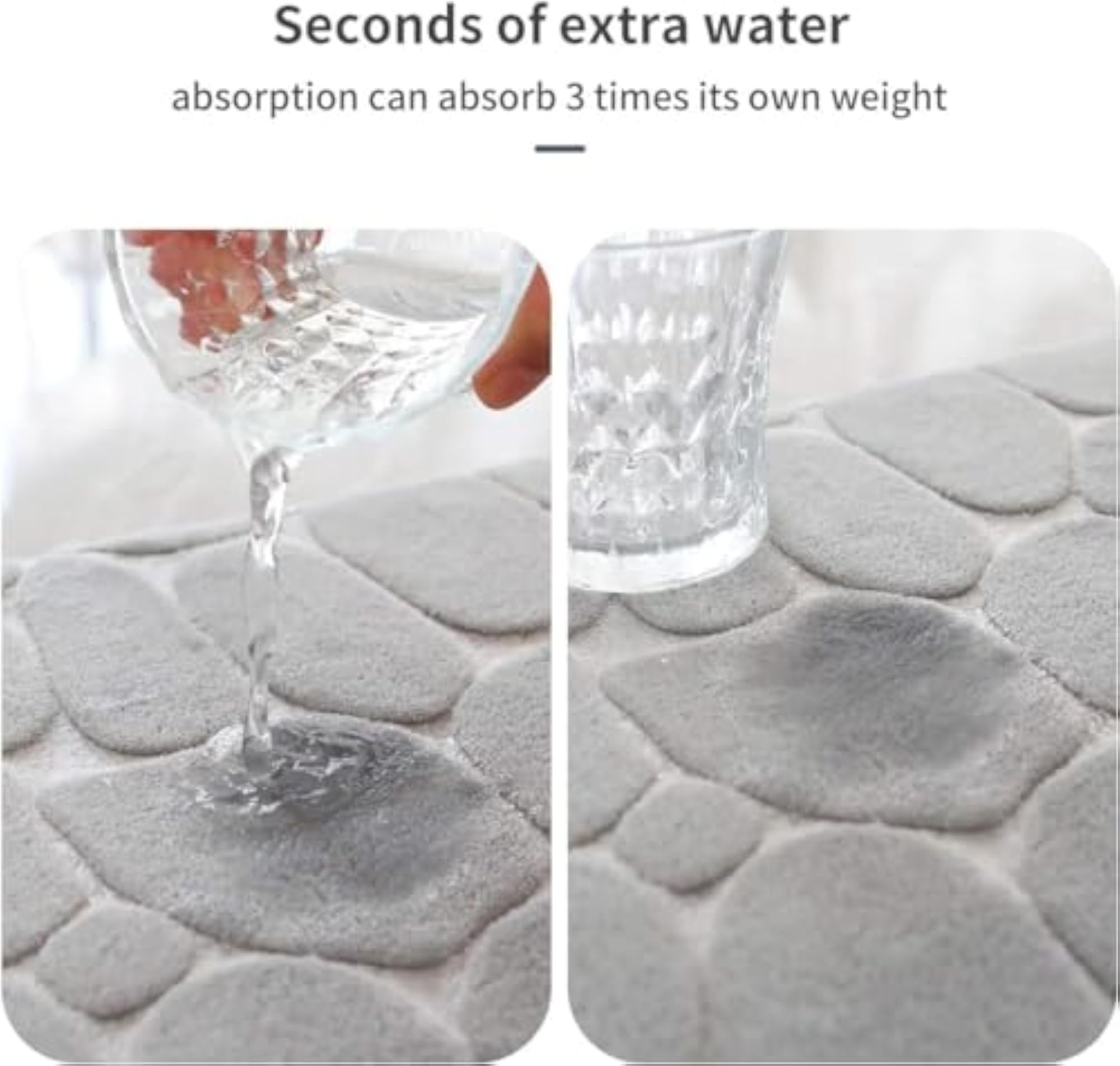 Memory Foam Cobblestone Non Slip Bath Mat, Super Absorbent