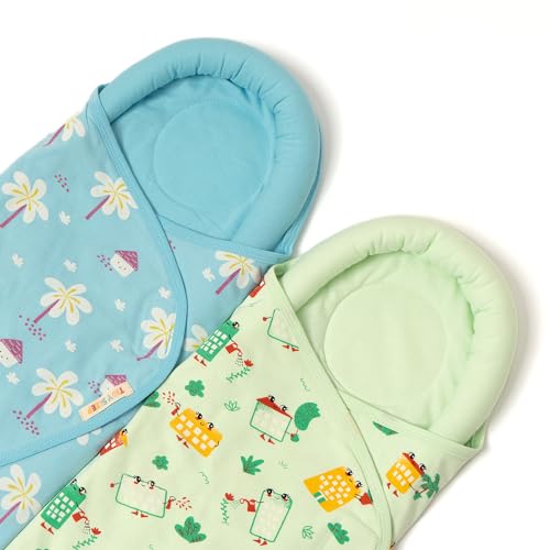 TIDY SLEEP Baby Pod Swaddle Wrap for Newborn, Snuggle Pod with U Shape Ring Head Protection Support | Baby Snuggle Pod Swaddle Wrapper | Pack of 2 (0-3 Months)