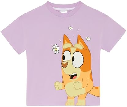 Bluey T-shirt 3-Pack, Meisjes T-Shirts voor de Zomer, Set van 3 Meisjes T- Shirts, Katoenen Kinderkleding, Roze 104