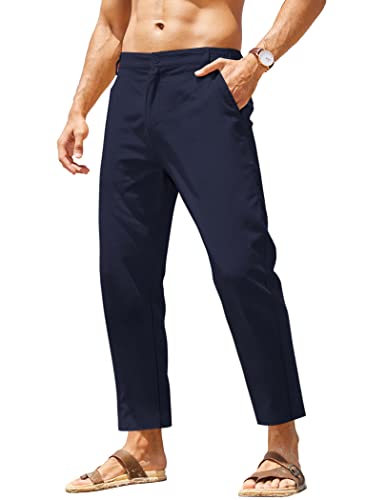 COOFANDY Men's Cotton Linen Pants Elastic Waist Lightweight Casual Pants Relaxed Fit Yoga Beach Pants with Pockets — Amazon listing image