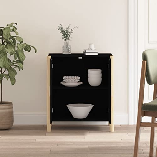 Cómoda de madera negra de 62 cm con patas para dormitorio 5