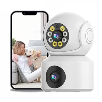 Câmera de Segurança IP Wi-Fi com Lente Dupla, 1080P, Visão Noturna LED, Rotação 360°, Branca (2.4gHZ wifi)
