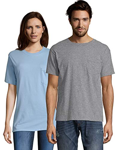 Hanes - Tagless Short Sleeve Pocket T-Shirt - 5590 - L - Oxford Grey