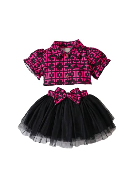 OMLIBaby Girl Clothes Outfits Short Top/Shirt Sets Skirt Cute Summer Clothes Bow Attached Solid Dress for Baby Girls