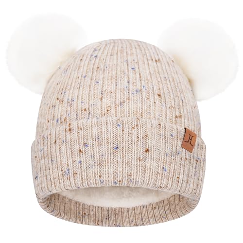 Bequemer Laden Gorro de Invierno Bebés Niños - Doble Pompones, Forro Fleece Caliente Gorros para 0-12 Meses, 1-4 Años Niñas Niños Regalo Bequemer Laden Gorro de Invierno Bebés Niños - Doble Pompones, Forro Fleece Caliente Gorros para 0-12 Meses, 1-4 Años Niñas Niños Regalo