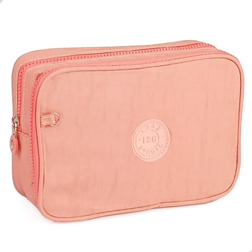 Estojo Escolar Feminino Box Grande Bolsinha Colorida Caneta Lapis Organizadora Divisorias (SALMÃO)