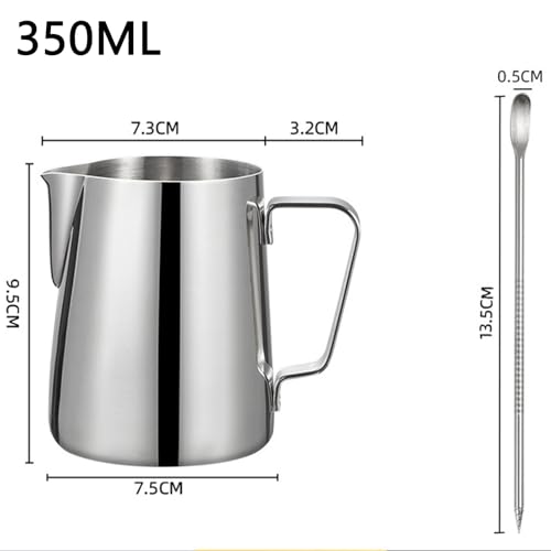 Jarsense Milk Jug, Stainless Steel Milk Frothing Jug, 350ml Milk Steam Jug Coffee Jug with Measurement Mark - Image 2