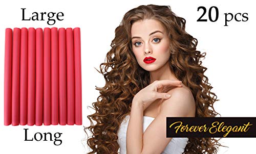 Flexi Hair Rods Bendy Rollers For Long Hair, Large Size 1.8cm x 24cm, 20 pcs (2 Packs)