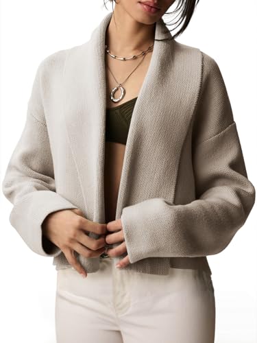 Image of Saodimallsu Womens Cropped Cardigan Open Front Shawl 2026 Fall Trendy Long Sleeve Sweater Jacket