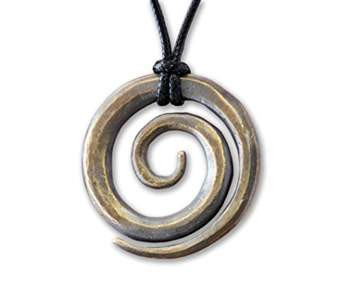 Baldur Jewelry - Large Spiral Eternity Viking Celtic Necklace Charm Pendant for Men Women - Gifts - Brass Spiral Necklace