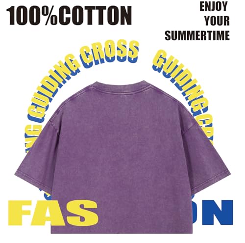 Graphic Tees Summer Genderless Novelty Washed Oversized Crew Neck Short Sleeves Flowers Washed T-Shirt2