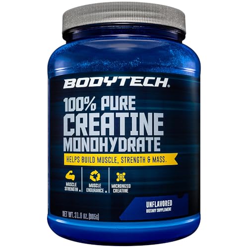 BodyTech 100% Pure Creatine Monohydrate Powder - Enhanced Muscle Strength, Performance, and Recovery - Supports Increased Exercise Capacity and Overall Fitness (31.9 oz / 181 Servings)