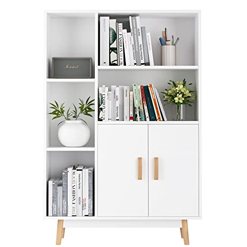 Mueble Salón, Mueble Estantería, Librería Madera, Virtinas Salón, Estantería Salon, con 2 Puertas, 5 Compartimentos, 4...