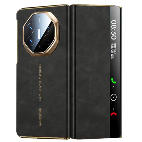 For Huawei Mate XT�p���U�[�P�[�X�A�����J�����ی�t�����b�v�J�o�[�ASmart View�t���b�v�}�b�g���b�L�P�[�X(Black)