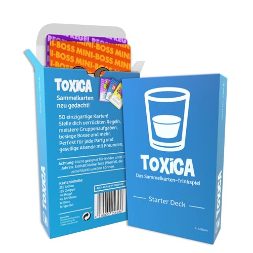 Toxica Trinkspiel - Starter Deck | Limitierte erste Auflage | 50 einzigartige Karten | mit Würfel | ab 16 Jahre