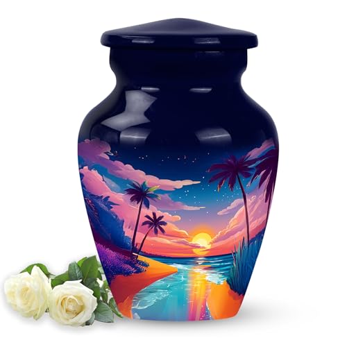 Image of Beach Urn - Ash Keepsakes for Human Ashes - 3 Inch - Pack of 1 - Miniture Urn for Mom & Dad - Burial Decorative Urns for Mom & Dad - Funeral Cremation Urns for Ashes