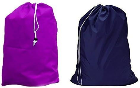 Large 30 X 40 Inch Heavy Duty Nylon Laundry Bag with Drawstring Slip Lock Closure, SET OF 2!!! Assorted Colors and Designs
