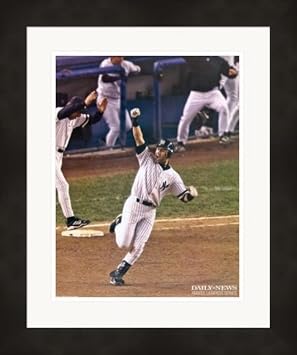 675463 Derek Jeter New York Yankees 2001 November HR Art Print 8 x 10 in. Matted Framed 11 x 14 in. with the Framing Daily News Legends Series from Newspaper Insert Photo