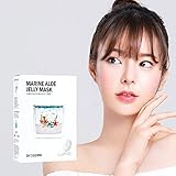 SKEDERM Marine Aloe Jelly Face Mask Sheet with Kelp Algae Aloe Pearl Extract for Nourishing and Soothing, Pack of 10